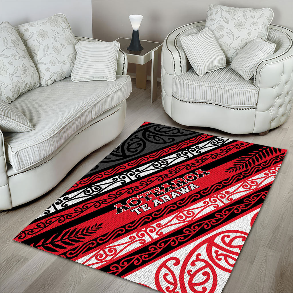 Aotearoa Te Arawa Area Rug New Zealand Maori Tribal Fern Pattern