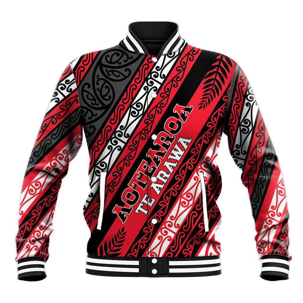 Personalised Aotearoa Te Arawa Baseball Jacket New Zealand Maori Tribal Fern Pattern