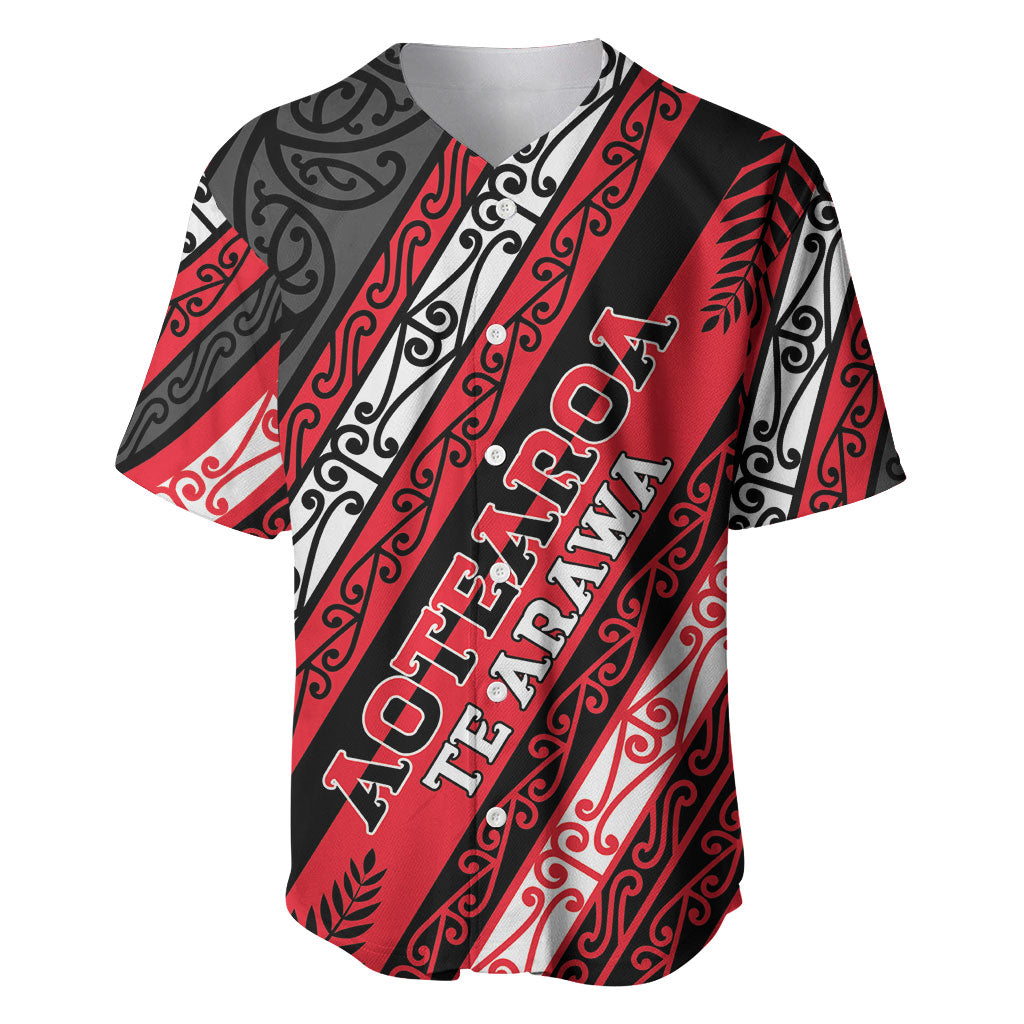 Personalised Aotearoa Te Arawa Baseball Jersey New Zealand Maori Tribal Fern Pattern