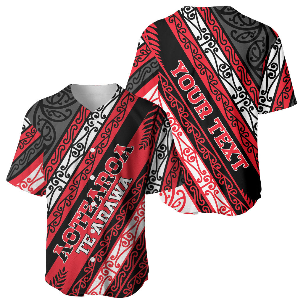 Personalised Aotearoa Te Arawa Baseball Jersey New Zealand Maori Tribal Fern Pattern