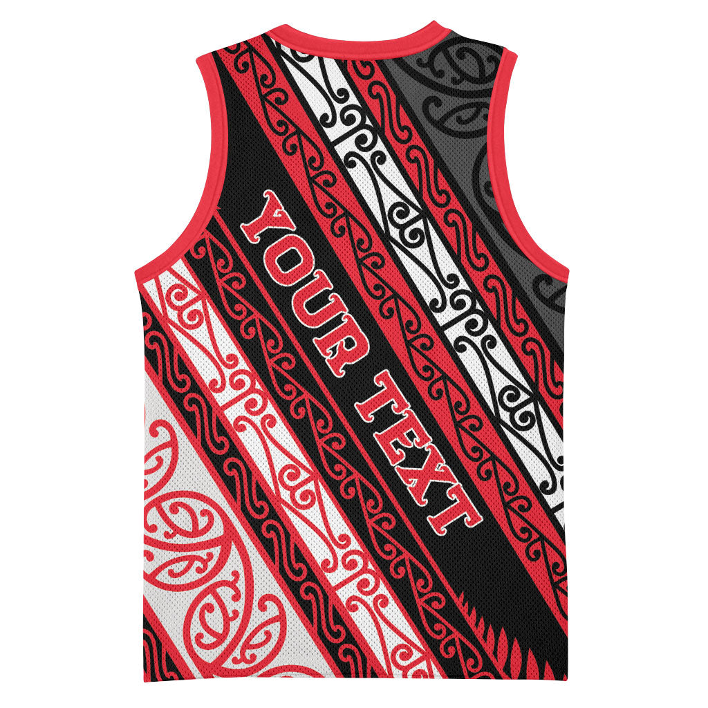 Personalised Aotearoa Te Arawa Basketball Jersey New Zealand Maori Tribal Fern Pattern