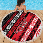 Aotearoa Te Arawa Beach Blanket New Zealand Maori Tribal Fern Pattern