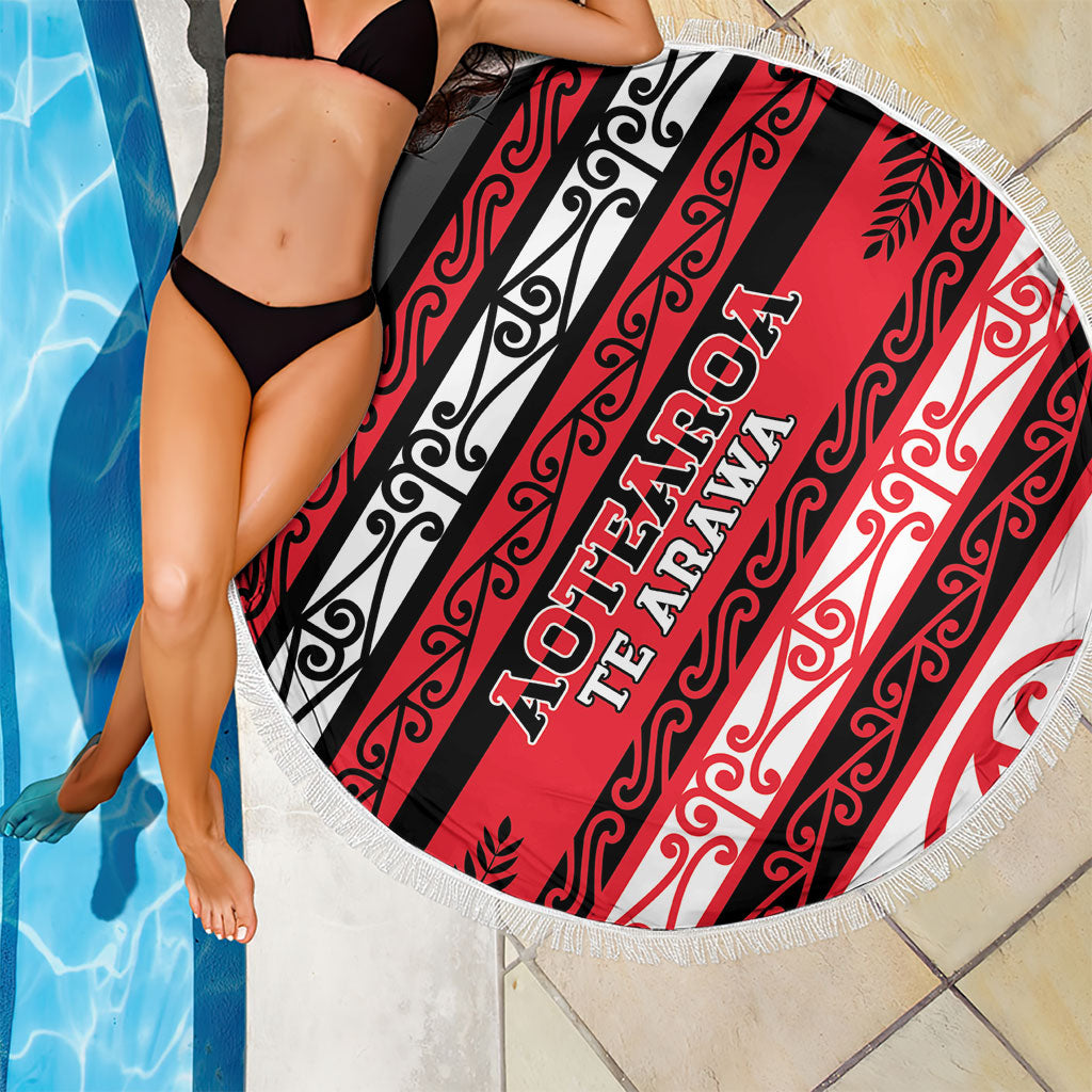 Aotearoa Te Arawa Beach Blanket New Zealand Maori Tribal Fern Pattern