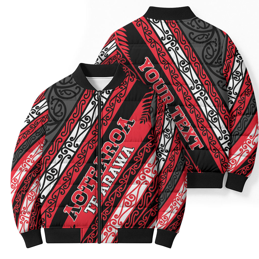 Personalised Aotearoa Te Arawa Bomber Puffer Jacket New Zealand Maori Tribal Fern Pattern