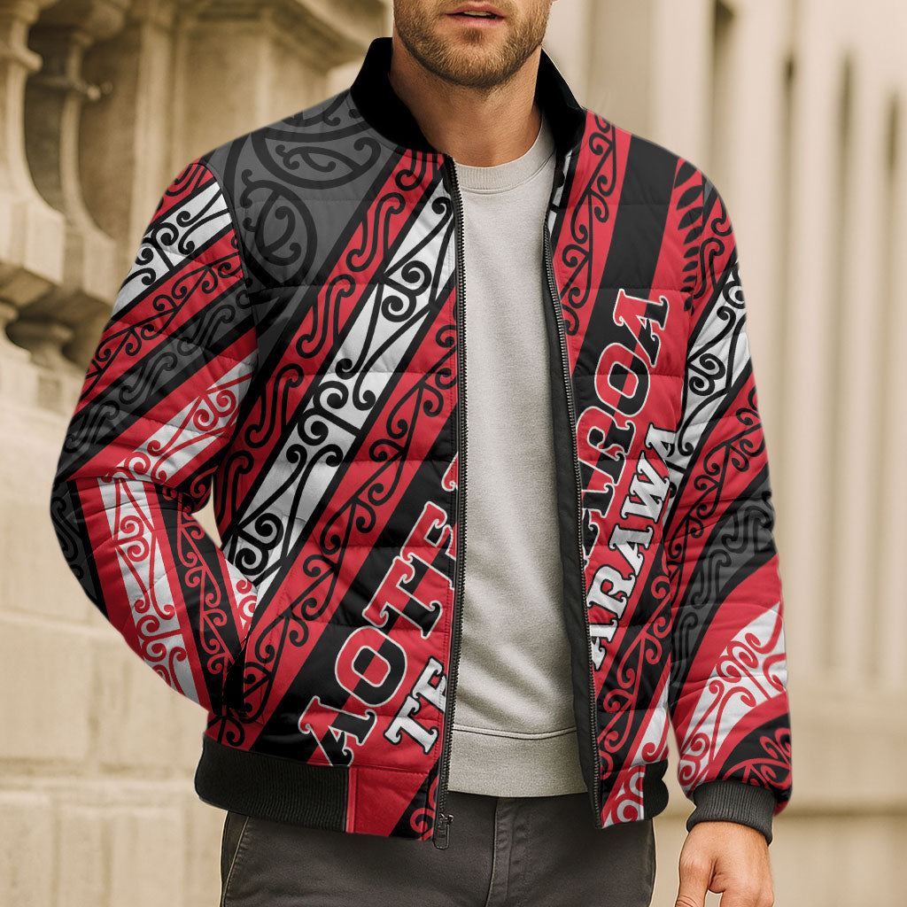 Personalised Aotearoa Te Arawa Bomber Puffer Jacket New Zealand Maori Tribal Fern Pattern