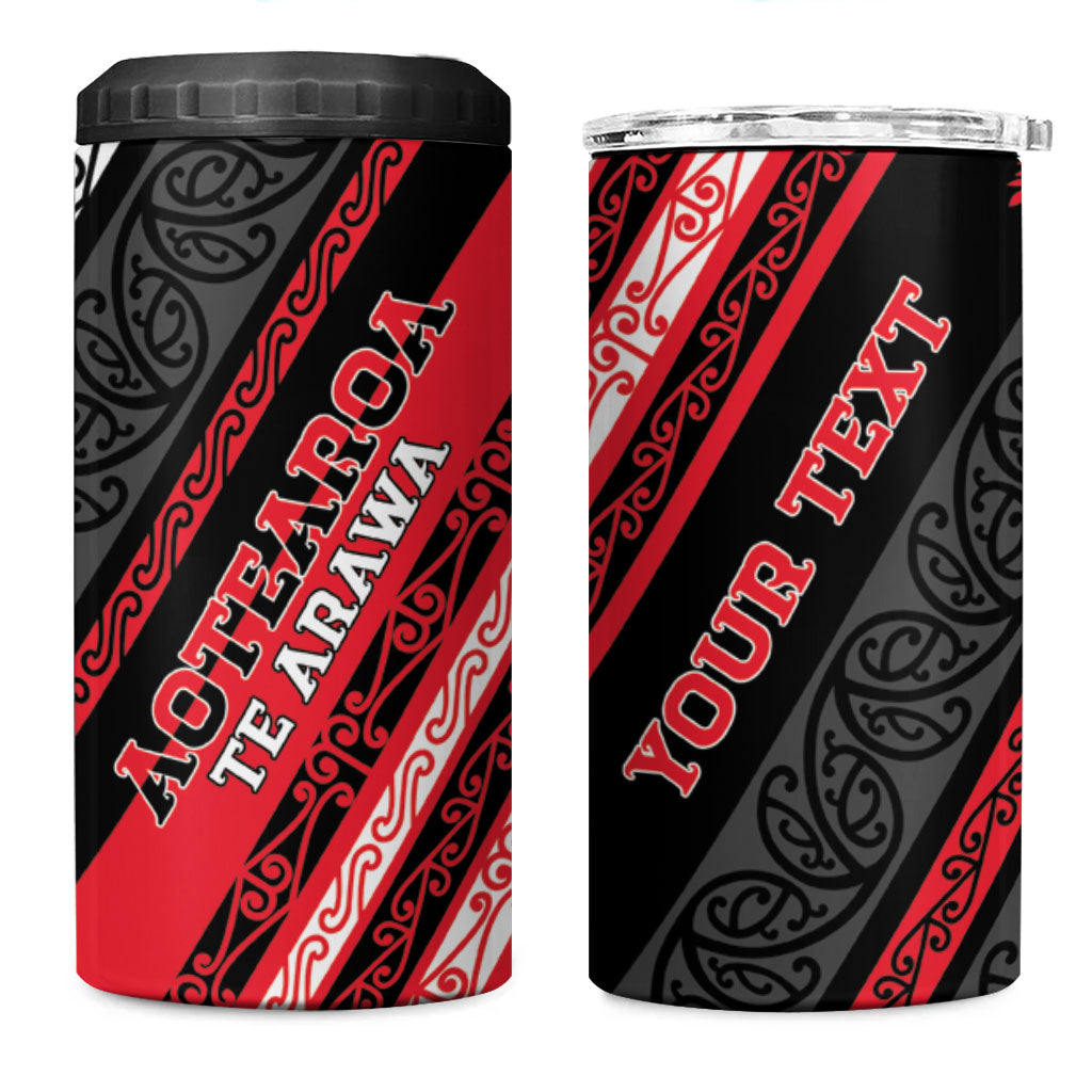 Personalised Aotearoa Te Arawa 4 in 1 Can Cooler Tumbler New Zealand Maori Tribal Fern Pattern