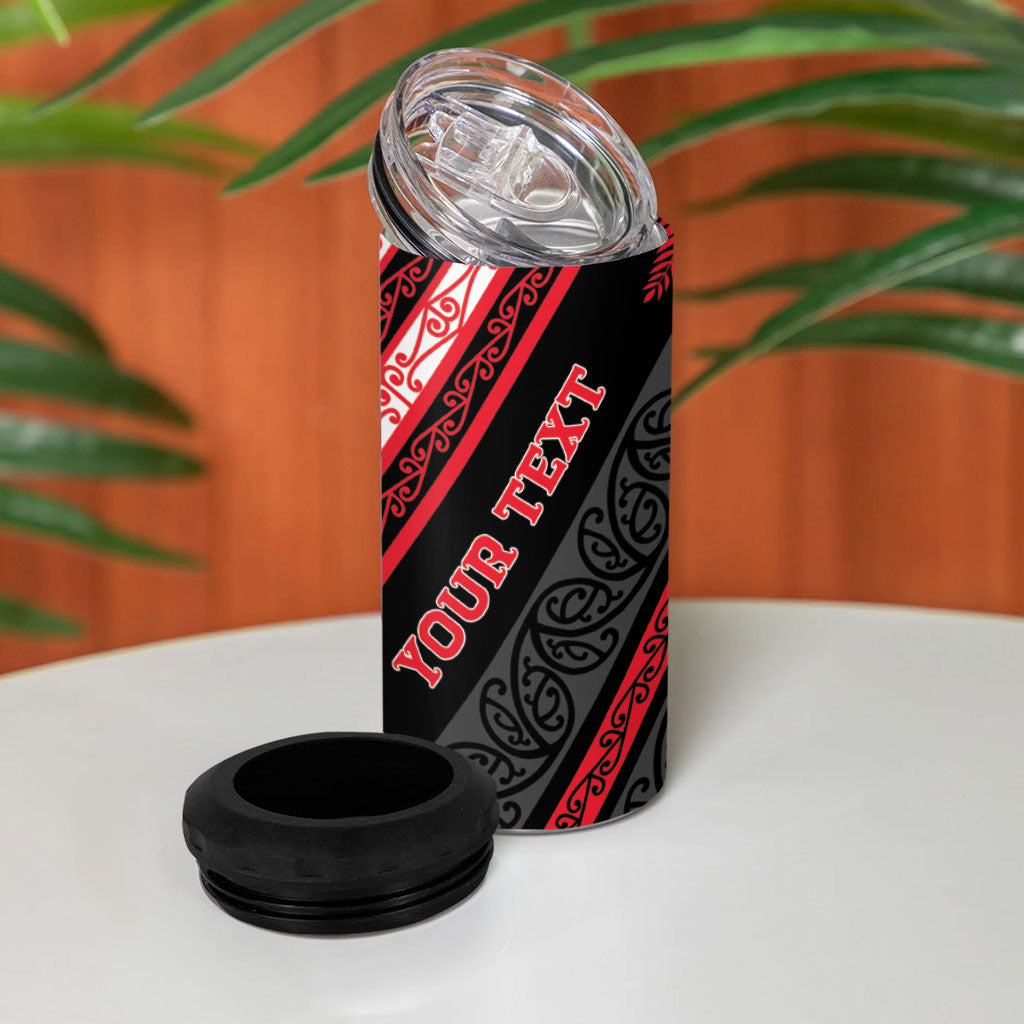 Personalised Aotearoa Te Arawa 4 in 1 Can Cooler Tumbler New Zealand Maori Tribal Fern Pattern