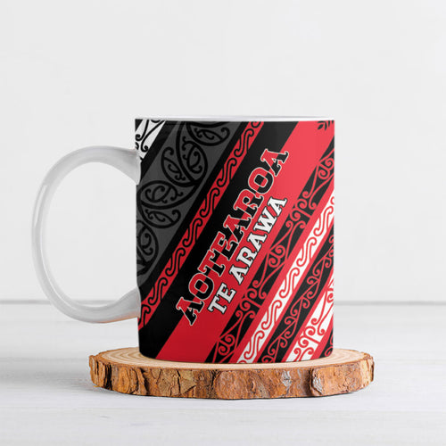 Personalised Aotearoa Te Arawa Ceramic Mug New Zealand Maori Tribal Fern Pattern