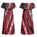 Personalised Aotearoa Te Arawa Couples Matching Off Shoulder Maxi Dress and Hawaiian Shirt New Zealand Maori Tribal Fern Pattern