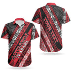 Personalised Aotearoa Te Arawa Couples Matching Off Shoulder Short Dress and Hawaiian Shirt New Zealand Maori Tribal Fern Pattern