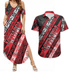 Personalised Aotearoa Te Arawa Couples Matching Summer Maxi Dress and Hawaiian Shirt New Zealand Maori Tribal Fern Pattern