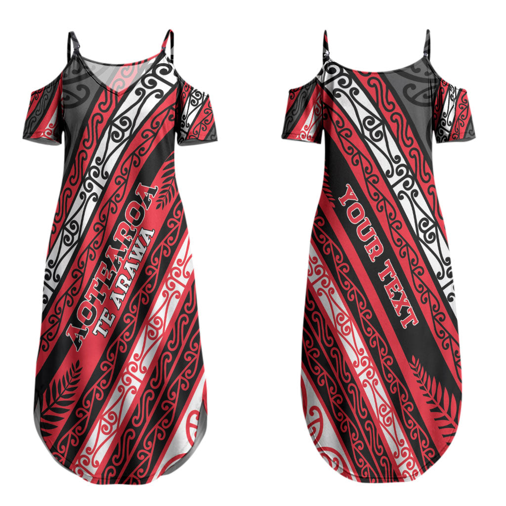 Personalised Aotearoa Te Arawa Couples Matching Summer Maxi Dress and Hawaiian Shirt New Zealand Maori Tribal Fern Pattern