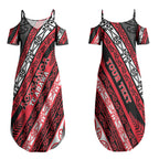Personalised Aotearoa Te Arawa Couples Matching Summer Maxi Dress and Long Sleeve Button Shirt New Zealand Maori Tribal Fern Pattern