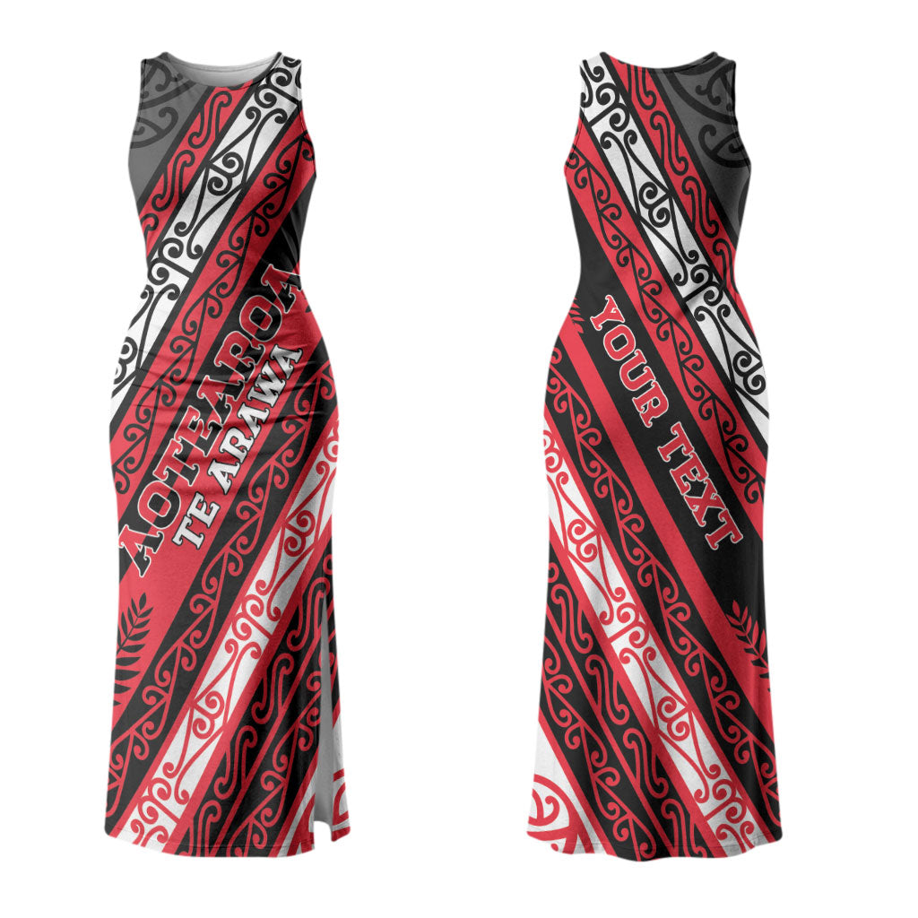 Personalised Aotearoa Te Arawa Couples Matching Tank Maxi Dress and Hawaiian Shirt New Zealand Maori Tribal Fern Pattern