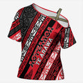 Personalised Aotearoa Te Arawa Cross Shoulder Shirt New Zealand Maori Tribal Fern Pattern