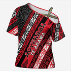 Personalised Aotearoa Te Arawa Cross Shoulder Shirt New Zealand Maori Tribal Fern Pattern