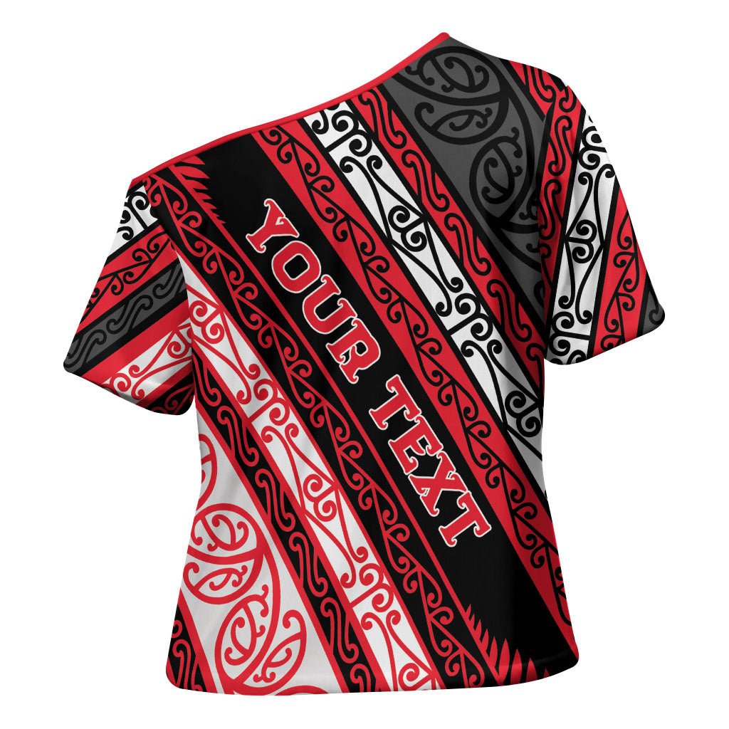 Personalised Aotearoa Te Arawa Cross Shoulder Shirt New Zealand Maori Tribal Fern Pattern