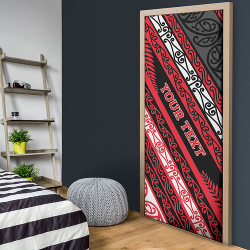 Personalised Aotearoa Te Arawa Door Cover New Zealand Maori Tribal Fern Pattern