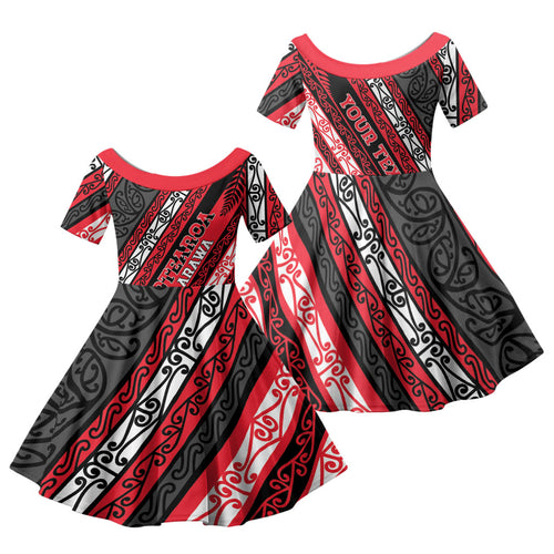 Personalised Aotearoa Te Arawa Family Matching Mermaid Dress and Hawaiian Shirt New Zealand Maori Tribal Fern Pattern