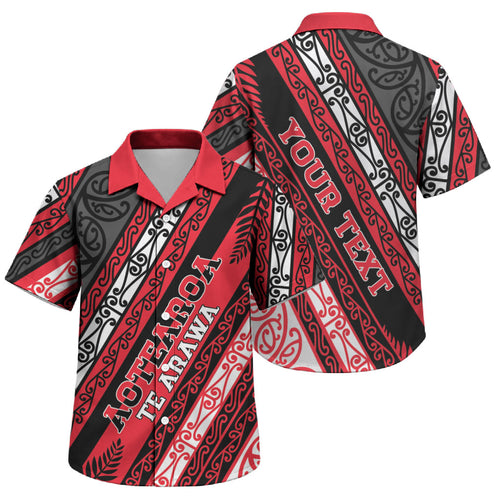 Personalised Aotearoa Te Arawa Family Matching Off Shoulder Short Dress and Hawaiian Shirt New Zealand Maori Tribal Fern Pattern