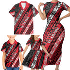 Personalised Aotearoa Te Arawa Family Matching Short Sleeve Bodycon Dress and Hawaiian Shirt New Zealand Maori Tribal Fern Pattern