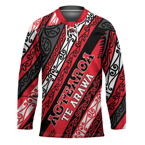 Personalised Aotearoa Te Arawa Hockey Jersey New Zealand Maori Tribal Fern Pattern