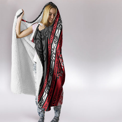 Aotearoa Te Arawa Hooded Blanket New Zealand Maori Tribal Fern Pattern