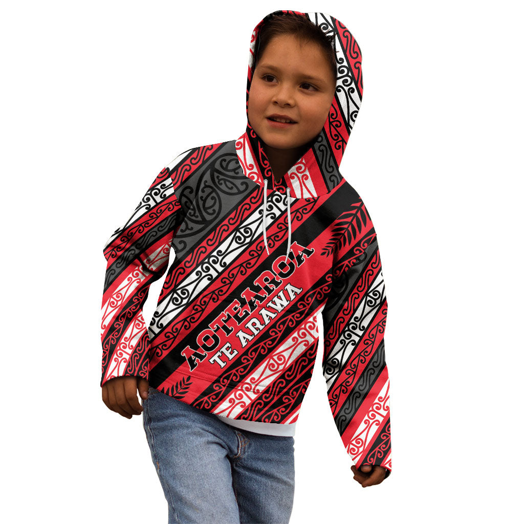 Personalised Aotearoa Te Arawa Kid Hoodie New Zealand Maori Tribal Fern Pattern