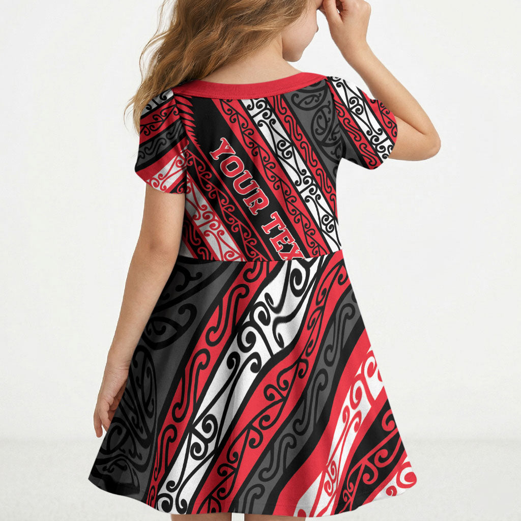 Personalised Aotearoa Te Arawa Kid Short Sleeve Dress New Zealand Maori Tribal Fern Pattern