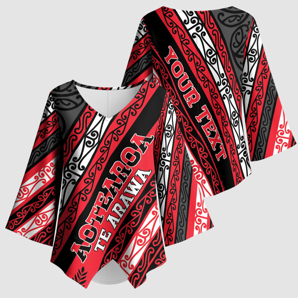 Personalised Aotearoa Te Arawa Kimono Sleeve Blouse New Zealand Maori Tribal Fern Pattern