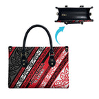 Aotearoa Te Arawa Leather Bag New Zealand Maori Tribal Fern Pattern