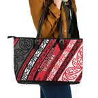 Aotearoa Te Arawa Leather Tote Bag New Zealand Maori Tribal Fern Pattern