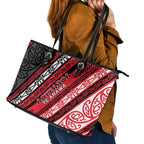 Aotearoa Te Arawa Leather Tote Bag New Zealand Maori Tribal Fern Pattern