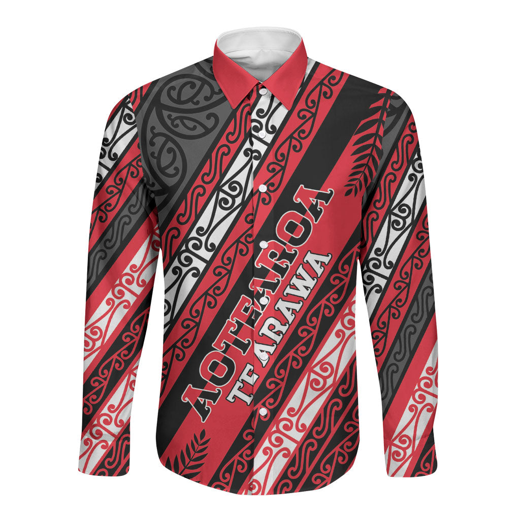 Personalised Aotearoa Te Arawa Long Sleeve Button Shirt New Zealand Maori Tribal Fern Pattern