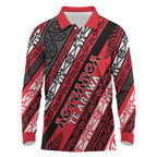 Personalised Aotearoa Te Arawa Long Sleeve Polo Shirt New Zealand Maori Tribal Fern Pattern