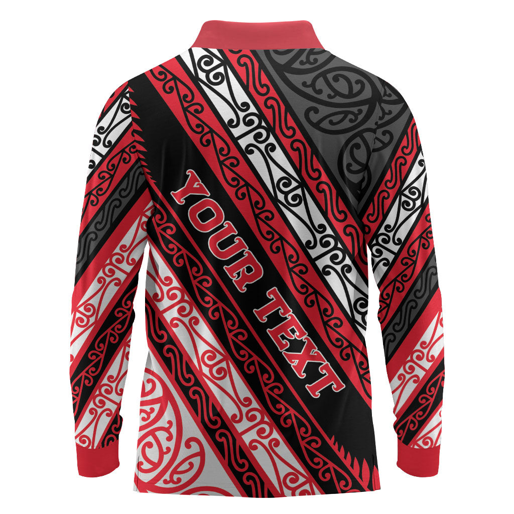 Personalised Aotearoa Te Arawa Long Sleeve Polo Shirt New Zealand Maori Tribal Fern Pattern