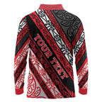 Personalised Aotearoa Te Arawa Long Sleeve Polo Shirt New Zealand Maori Tribal Fern Pattern