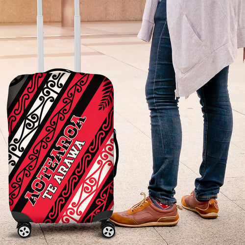 Aotearoa Te Arawa Luggage Cover New Zealand Maori Tribal Fern Pattern