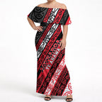 Personalised Aotearoa Te Arawa Off Shoulder Maxi Dress New Zealand Maori Tribal Fern Pattern