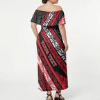 Personalised Aotearoa Te Arawa Off Shoulder Maxi Dress New Zealand Maori Tribal Fern Pattern