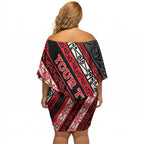 Personalised Aotearoa Te Arawa Off Shoulder Short Dress New Zealand Maori Tribal Fern Pattern