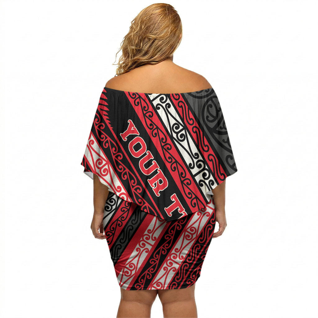 Personalised Aotearoa Te Arawa Off Shoulder Short Dress New Zealand Maori Tribal Fern Pattern