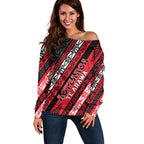 Personalised Aotearoa Te Arawa Off Shoulder Sweater New Zealand Maori Tribal Fern Pattern