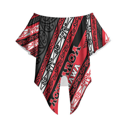 Personalised Aotearoa Te Arawa Off Shoulder Wrap Waist Top New Zealand Maori Tribal Fern Pattern
