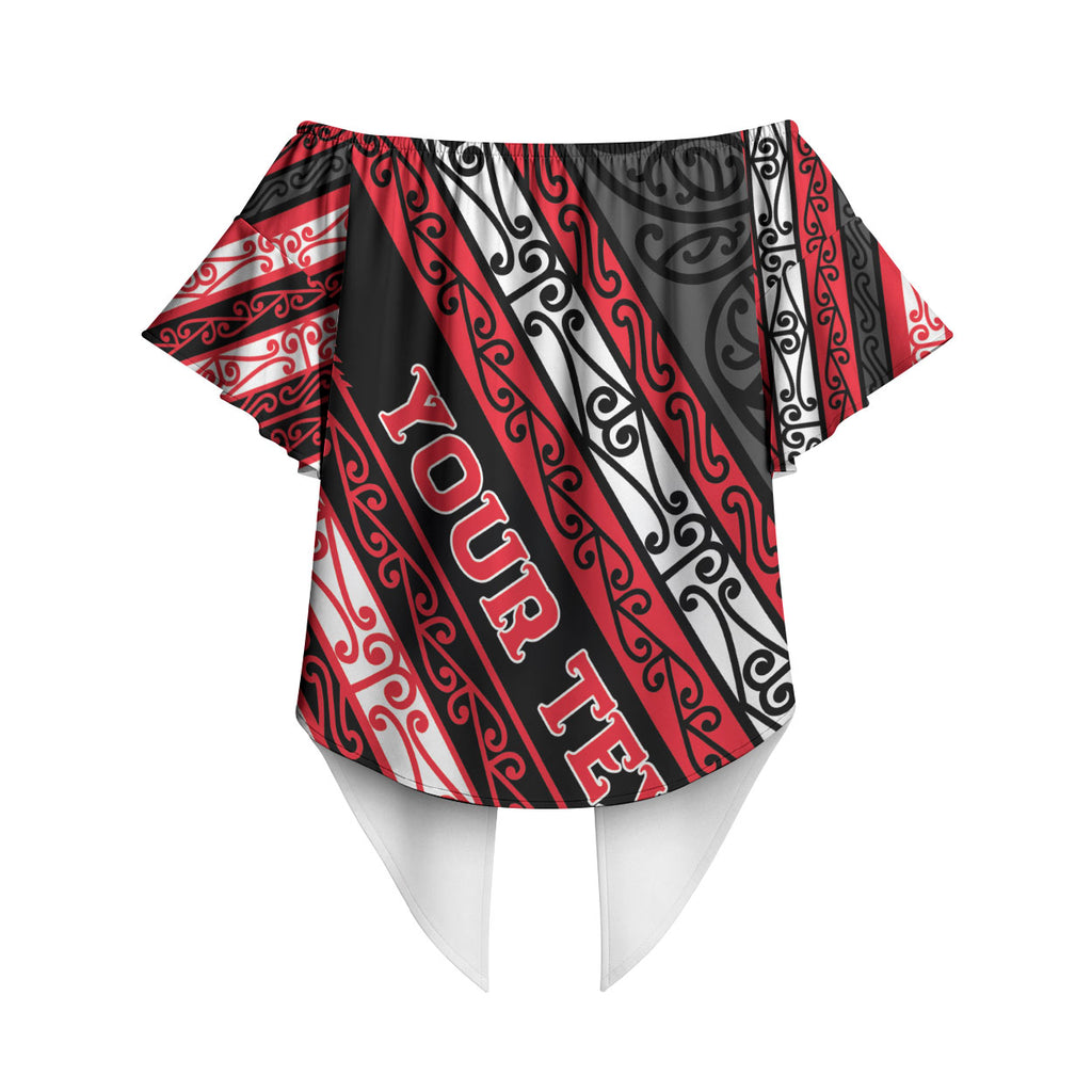 Personalised Aotearoa Te Arawa Off Shoulder Wrap Waist Top New Zealand Maori Tribal Fern Pattern