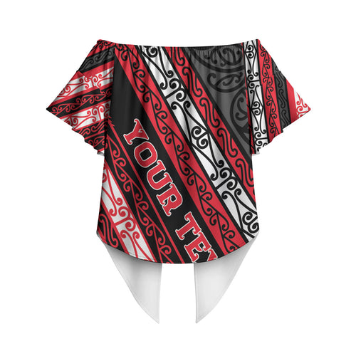 Personalised Aotearoa Te Arawa Off Shoulder Wrap Waist Top New Zealand Maori Tribal Fern Pattern