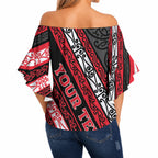 Personalised Aotearoa Te Arawa Off Shoulder Wrap Waist Top New Zealand Maori Tribal Fern Pattern