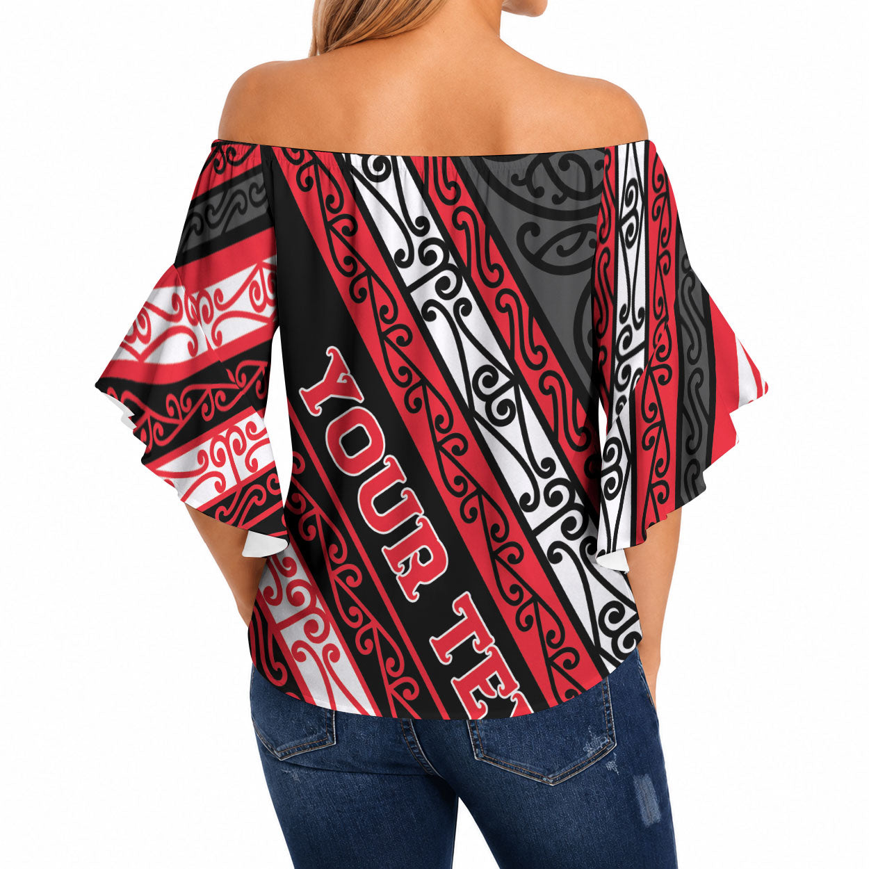 Personalised Aotearoa Te Arawa Off Shoulder Wrap Waist Top New Zealand Maori Tribal Fern Pattern