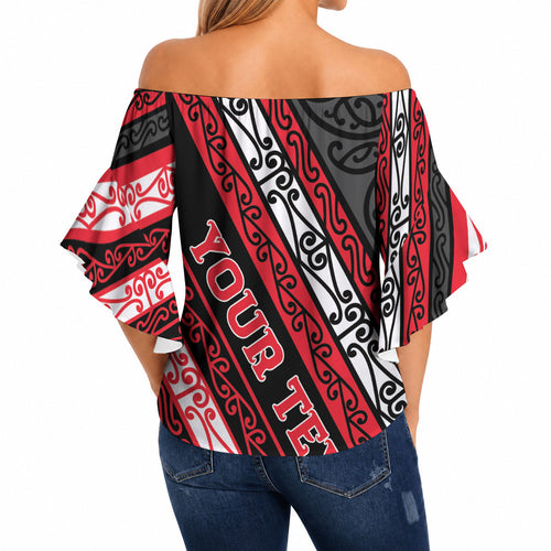 Personalised Aotearoa Te Arawa Off Shoulder Wrap Waist Top New Zealand Maori Tribal Fern Pattern