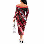 Personalised Aotearoa Te Arawa Off The Shoulder Long Sleeve Dress New Zealand Maori Tribal Fern Pattern